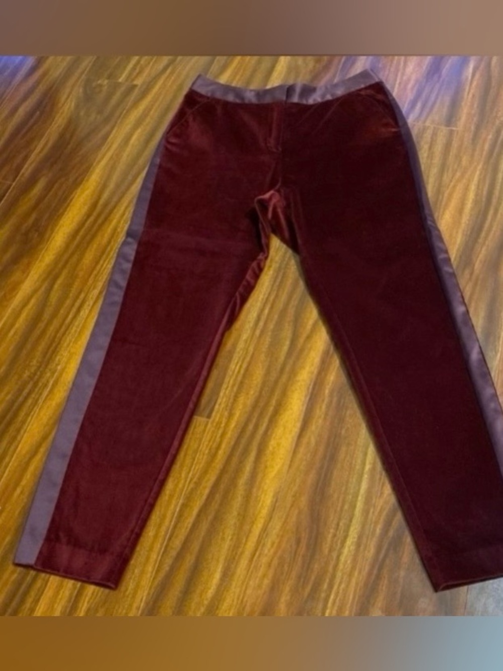 Altuzarra For Target Red velvet ankle pants tuxedo style